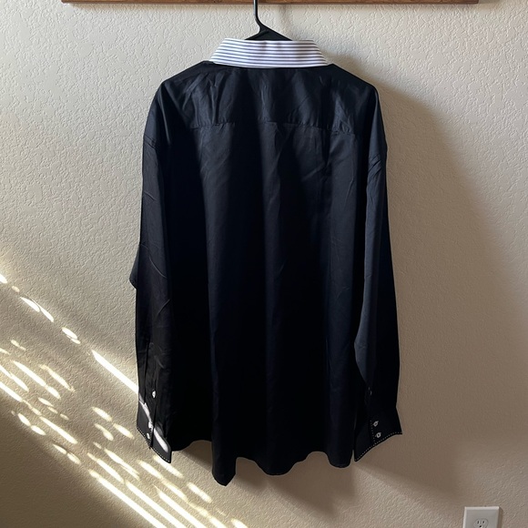 International Report Mens Black Dress Shirt Striped Contrast Collar & Cuffs, 3XL - Picture 5 of 6